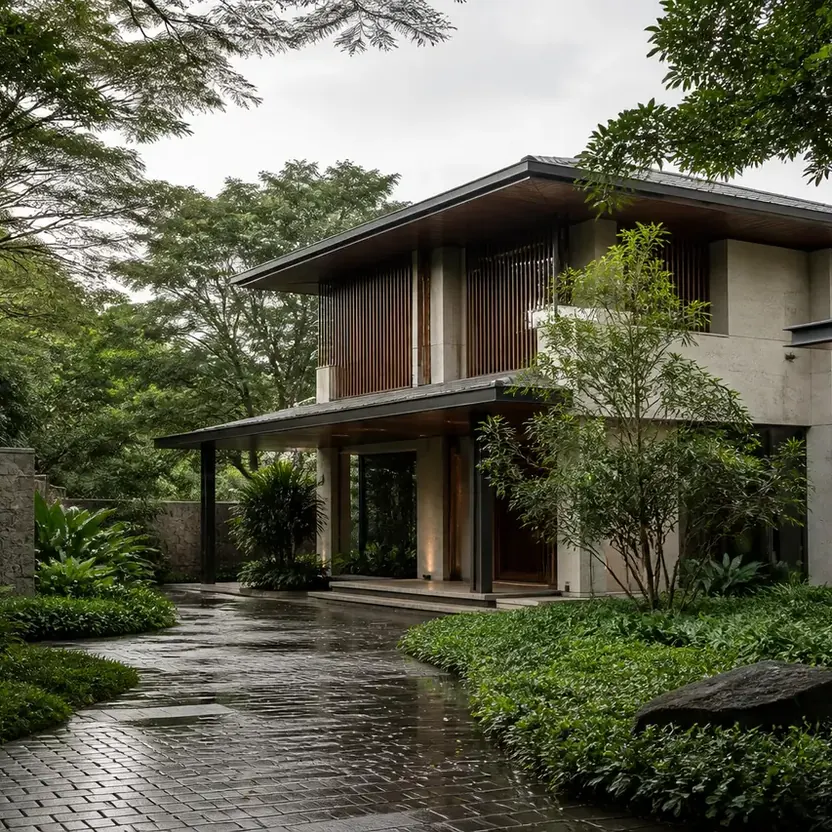 Prestige Bannerghatta Road, artistic impression A planted arrival court before an independent villa