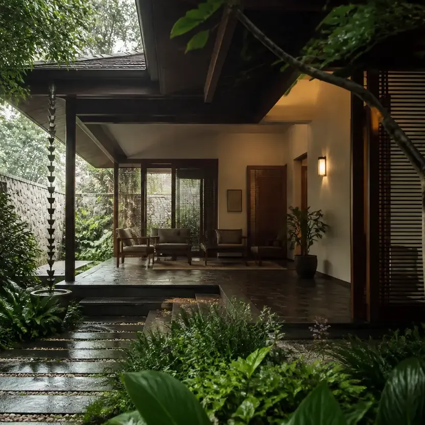 Prestige Bannerghatta Road, artistic impression A villa veranda opening onto a planted courtyard